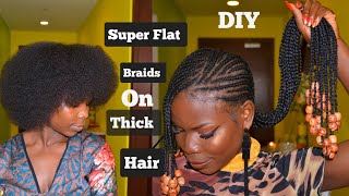 Diy Cornrows With Extensions For Thick Natural Hair | Braided Side Bangs And Beads