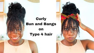 Kinky Curly Bun And Bangs Using Clip-In Extensions