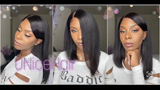 Short Straight Asymmetrical Bob Lace Front Wig With Side Part