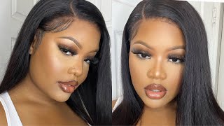 Natural And Simple Straight Lace Frontal Wig Install Tutorial Ft. Nadulahair