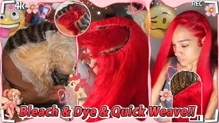 Natural Hair Journey: Dye Red Color + Sew-In W/Leave Out | Side Part Install Ft.#Ulahair