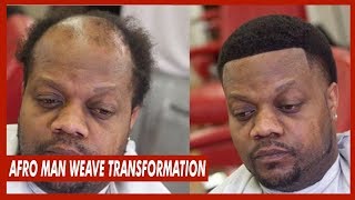 Man Weave Afro Taper Transformation | Full Unit Install