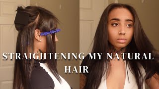 Straightening My Natural Hair | Curly To Straight Hair Routine For No Heat Damage Ft Curls Queen
