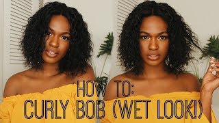 How To: Curly Bob (Wet Look!) - Wig Tutorial - No Glue, No Tape | Kiitana