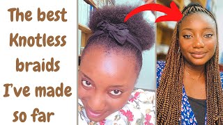 Making Knotless Braids In Kd City || 3 Colours Blending
