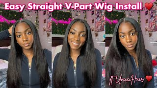 Easy Natural V-Part Wig Install *Beginner Friendly* | Ft. Unice Hair