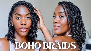 I Tried The Viral Boho Braids On Natural Hair Style | Diy Boho Braids No Extensions Added