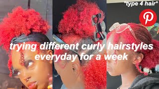 Different Curly Hairstyles Everyday For A Week (Type 4 Hair)  | Forevaray