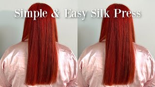 Simple & Easy Diy Silk Press At Home | No Heat Damage Curly To Straight Routine