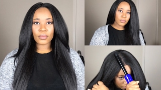 Best Synthetic Kinky Straight Hair| Getting Your Wig To Lay Flat | Magic Lace U-Shape Mluh99