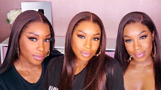  No Plucking  No Bleaching Beautiful Brown Wig  | *New* Delicate Hairline Swiss Lace Wig