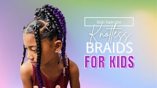 Knotless Braids For Wavy Hair |Simple Kids Hairstyle |Weekly Hair Routine |Ponpons