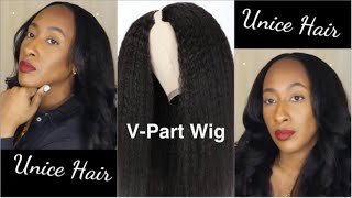 Natural Vpart Wig Beginner Friendly Install | Unice Hair | #Kinkystraight #Unicehair #Vpartwig
