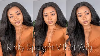 It'S Giving Real Hair! | Super Realistic Kinky Straight V Part Wig Install | Wiggins Hair