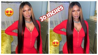The Best 30 Inch Straight Upart Wig  With Leave Out | Easy Wig Install For Beginners | Yolissa Hair
