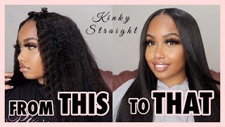 Installing My First Kinky Straight Wig || Ft. Unice Hair