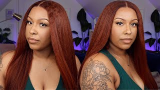 Fall Came Early!  | Affordable Reddish Brown 13X4 Kinky Straight Lace Front Wig | Ft. Klaiyi Hair