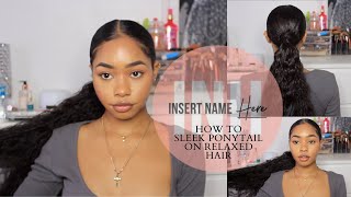 How To Sleek Ponytail On Short Relaxed Hair| Ft Insertnamehere