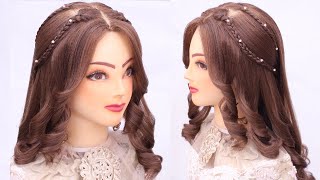 Wedding Hairstyles For Girls L Curly Bridal Hairstyles L Front Variation Engagement Look For Saree