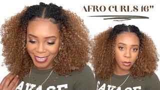 Outre Big Beautiful 100% Human Hair Blend U Part Cap Leave Out Wig - Afro Curls 16 --/Wigtypes.Com