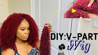Realistic Crochet Kinky Curly V-Part Wig|Newtechnique+Install Tutorial
