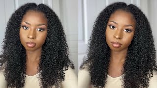 Watch Me Install Afro Curly V Part W/ No Leavout !!| Unice