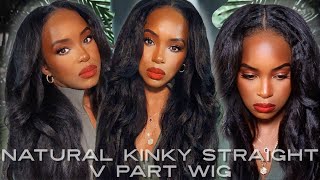 Best Kinky Straight V Part Wig! No Lace! No Edges Out!  | Alwaysameera