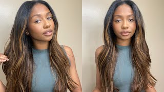 Straight Balayage V-Part Wig | Minimal Leave Out | Ft. Beauty Forever Hair