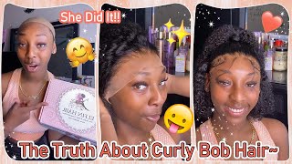 The Truth About Curly Hair Bomb Lace Bob Wig Install Ft. #Elfinhair Review, Beginner Friendly Lace