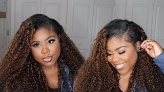 Must Have  Gorgeous Brown Curly V Part Wig! No Glue! Less Than 3-Min Install | Beauty Forever Hair