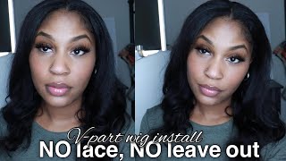 No Leave Out Or Lace?! Body Wave V-Part Wig Install | Unice Hair