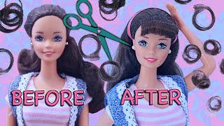 How To Cut A Barbie Fringe / Bangs - Diy Custom 90S Doll Hair Makeover Tutorial
