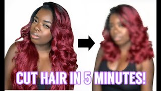 How To Cut A Long Wig In 5 Minutes! Ft. Sensationnel Natalia | Samsbeauty