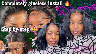 Detailed Completely Glueless Frontal Wig Install  *No Spray *No Lace Glue !! Ft.Recool Hair