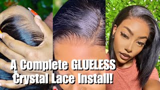 A Complete Glueless Crystal Lace Front Wig Install Ft. Genius Wigs | Petite-Sue Divinitii