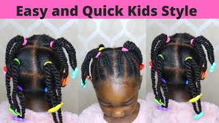 Back To School Hairstyle For Black Little Girls With Medium Natural Hair. Delly Bie