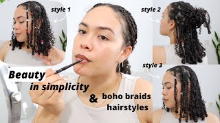 "Clean" Girl Minimal Make Up Look & Styling My Boho Braids. Boho/Goddess Braids Hairstyles
