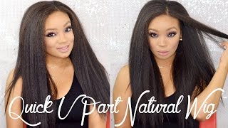 How To: Quick U Part Natural Wig (Kinky Straight Hair)