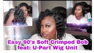 90'S Soft Crimped Bob Feat: U-Part Wig Unit