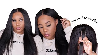 Tired Of Lace? 10 Minute Install | Natural Kinky Straight V-Part Wig | Ft. Nadulahair