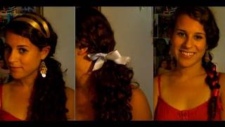 Three Easy Ribbon Hairstyles (Curly Hair)