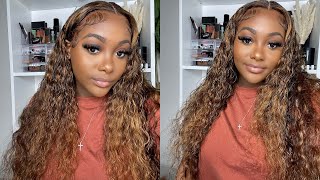 Must See!! Glueless Amazon Prime Highlight Water Wave Frontal Wig || No Dye No Bleach || Unice Hair
