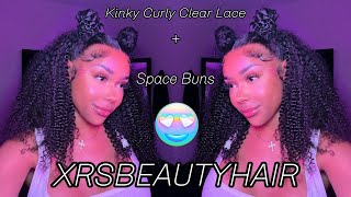 Space Bun Kinky Curly Clear Lace Wig Ft Xrsbeautyhair