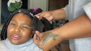 I Want To Perm/Relax Her 4C Natural Hair| Toyotress Marley Hair