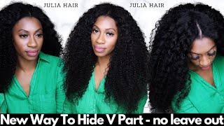 New Technique: V Part Wig, How To Hide The Part, No Leaveout Needed Ft. Julia Hair Jerry Curly