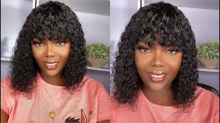Easy Beginner Moroccan Oli Hair Curly Bob With Bangs Review + Install & Style | Ft. Aligrace Hair