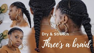 Simple Wash Day Style For Natural Hair | Three Braid Ponytail (Talk Through)