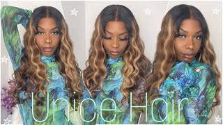 Wig Show & Tell  | Unice Hair Balayage Highlight Ombre Loose Wave Human Hair Lace Front Wig