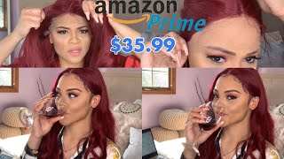 Trying A Cheap Amazon Wig?? $35| Burgundy Red Lace Front Wig From Amazon| Slay It W/ No Glue