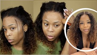 Dying My Curly Wig  Blonde With Brown Highlights | Installing A Lace Wig With Glue | Wigencounters